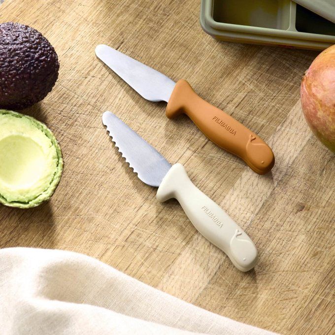 Lot 2 couteaux apprentissage Filibabba Cannelle/Ivoire