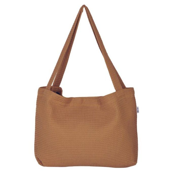 Sac multifonction Mom bag coton nid d'abeille noisette