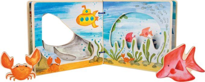 Mon premier livre bébé interactif en bois sous marin