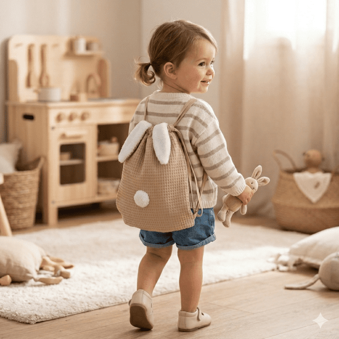 Mon premier sac à dos enfant lapin BB&CO mocha