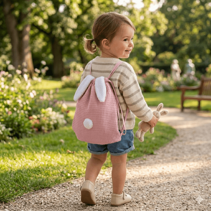 Mon premier sac à dos enfant lapin BB&CO rose pétale