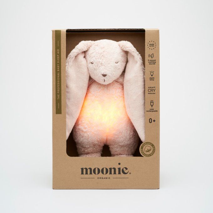 Peluche Lapin Nature Moonie 2.0 sons & lumières rose