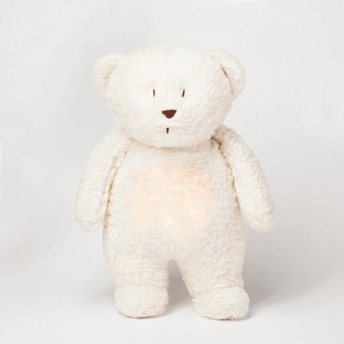 Ours vintage peluche Moonie sons & lumières blanc