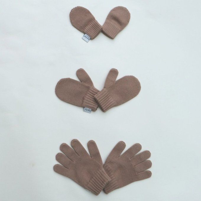 moufles et gants coton bio Poule Party marron