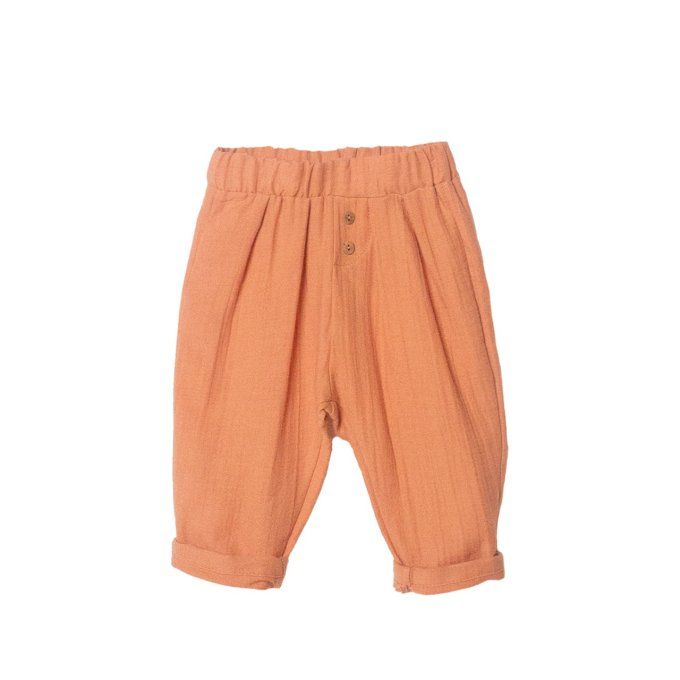 Pantalon été enfant PACO L.P.C. gaze coton bio orange