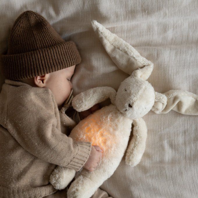 Peluche Lapin Nature Moonie sons & lumières blanc