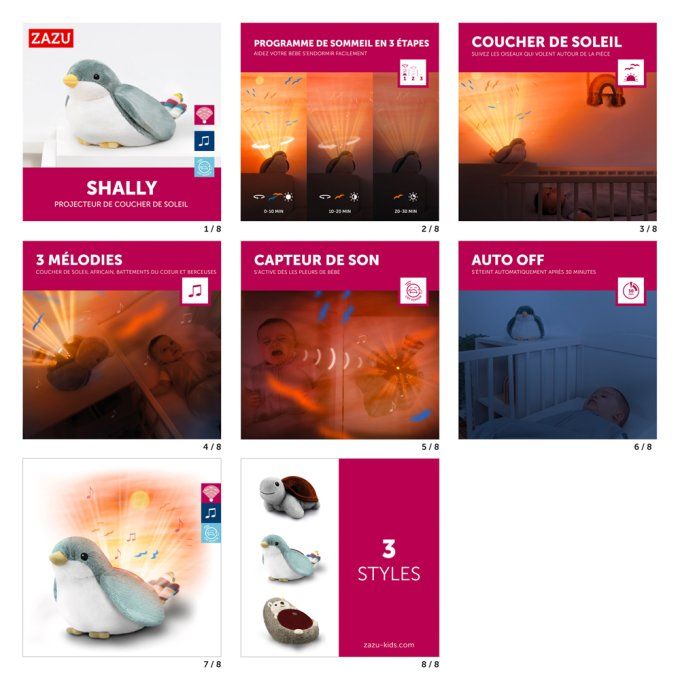 Peluche projecteur lumineux & sonore Zazu Shally oiseau
