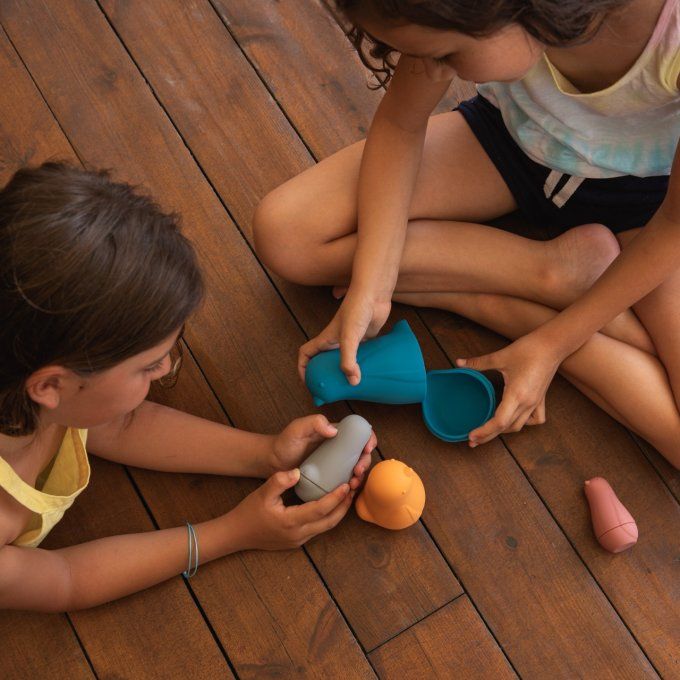 Poupées gigognes oiseaux silicone bleu