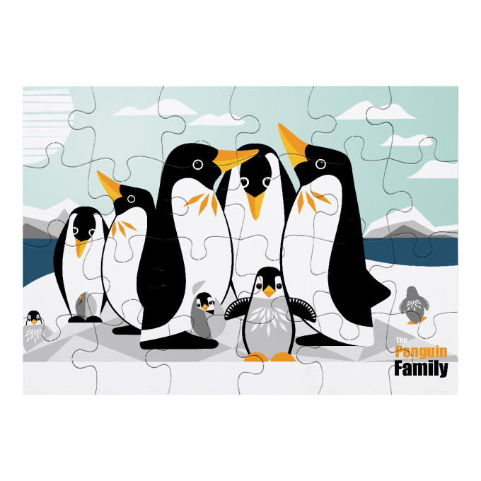 Puzzle 24 pièces Coq en pate famille pingouin