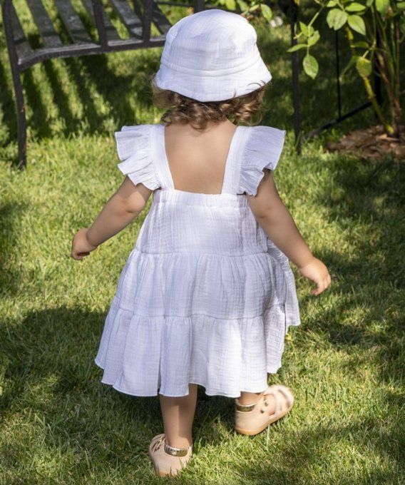 Chapeau bob bébé gaze de coton bio BB&CO blanc