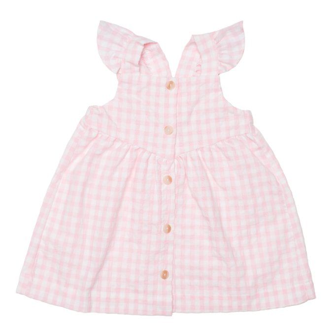 Robe volantée bébé fille à bretelles BB&CO vichy rose