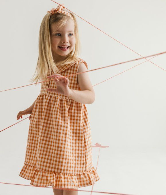 Robe été fille Lizzy L.P.C. coton bio vichic orange