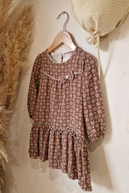 Robe enfant fille gaze de coton imprimé floral