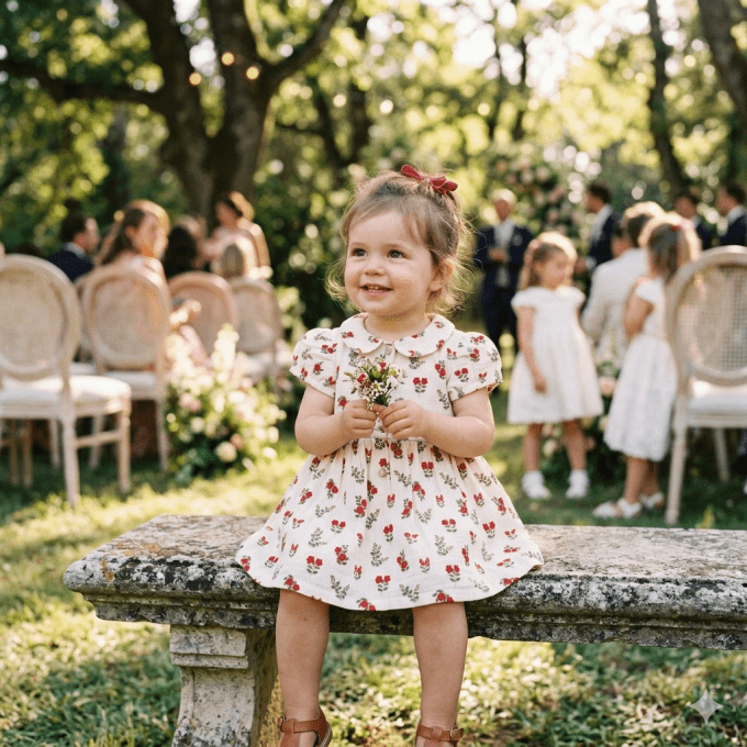 Robe été bébé fille col claudine BB&CO gaze coton fleur