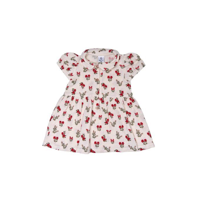 Robe été bébé fille col claudine BB&CO gaze coton fleur