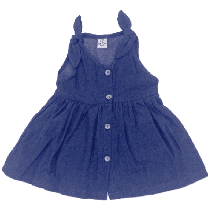 Robe évasée petits noeuds bébé fille BB&CO bleu jean