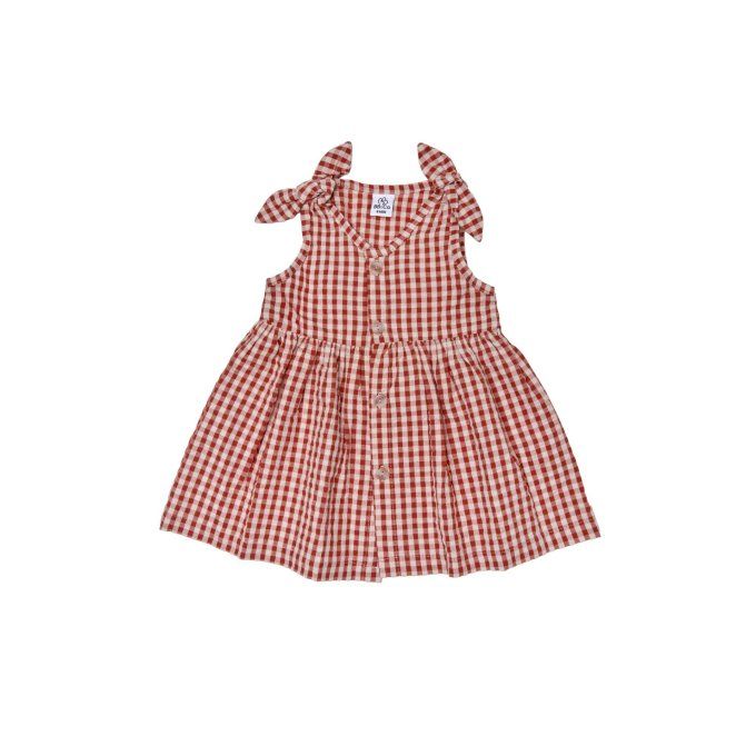 Robe évasée petits noeuds bébé fille BB&CO vichy pêche