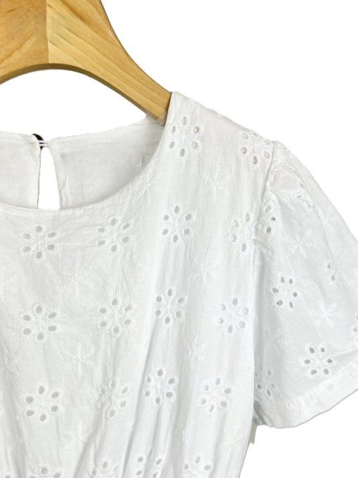 Robe fille en coton broderie anglaise florale blanche