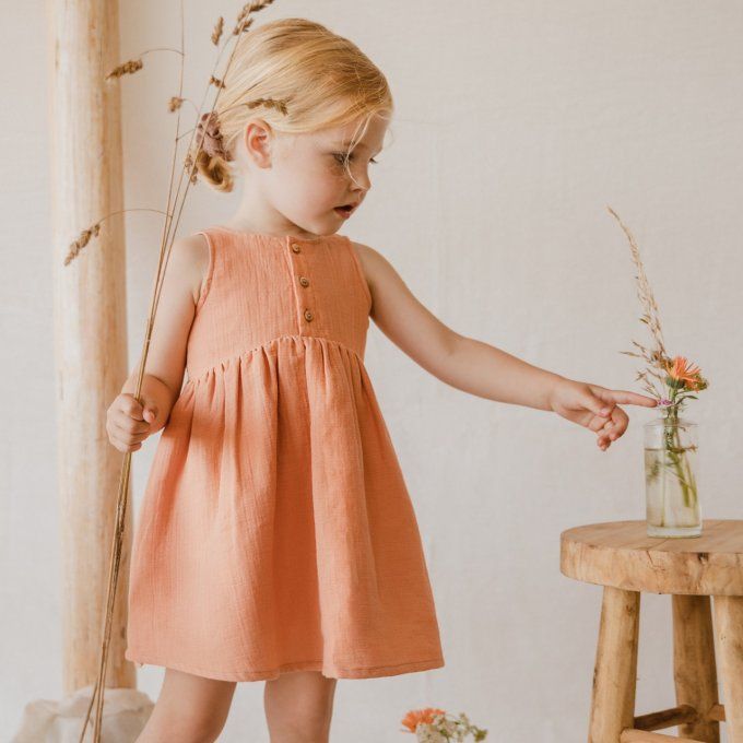 Robe été fille EMMA L.P.C. gaze coton bio marmelade