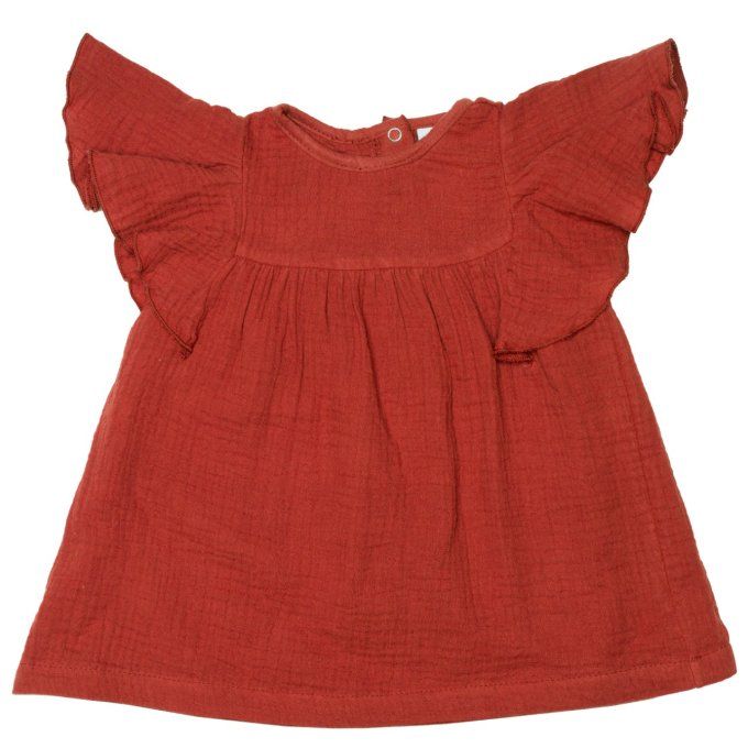 Robe bébé fille et son bandeau BB&CO gaze coton tomette