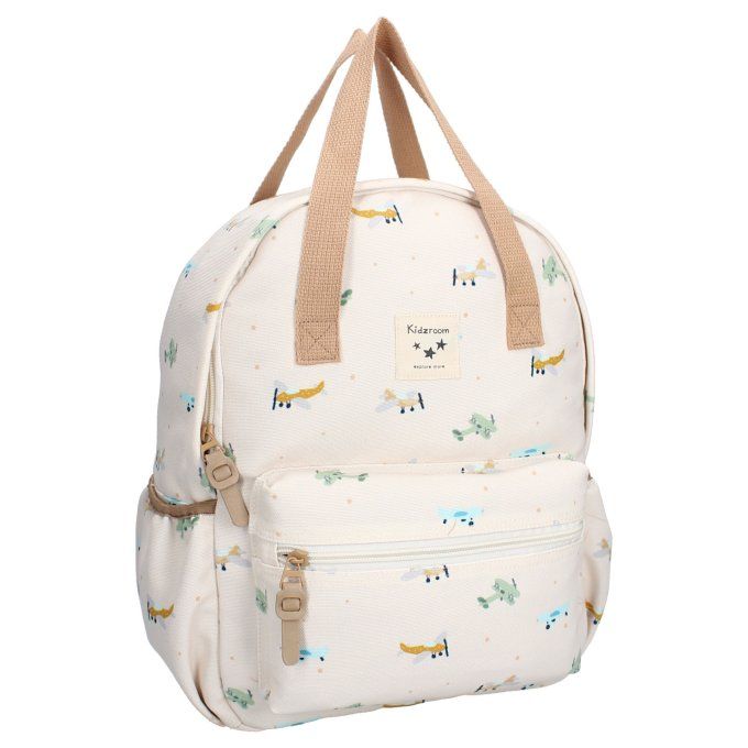 Sac à dos enfant à anses Kidzroom Avions beige écru