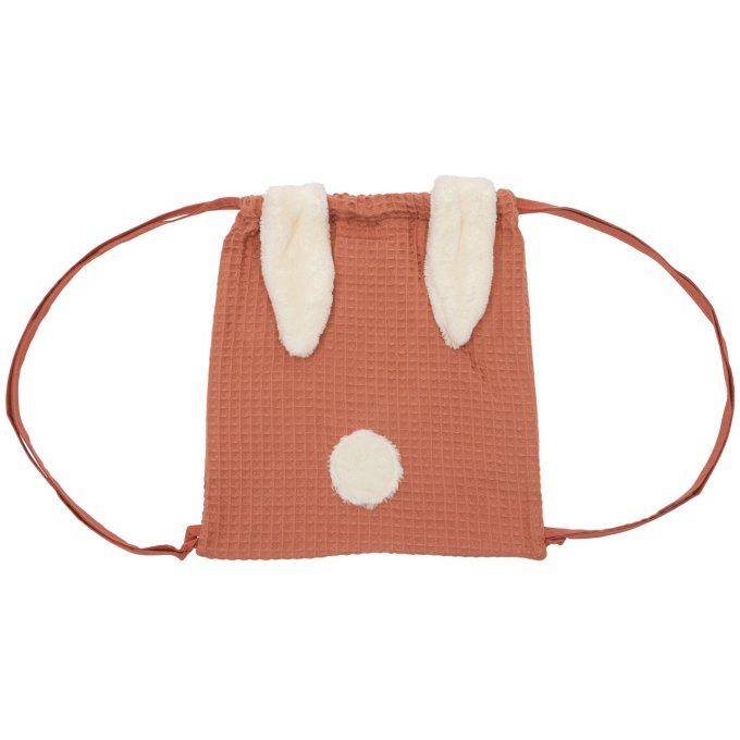 Sac à dos enfant lapin BB&CO coton gaufré marsala