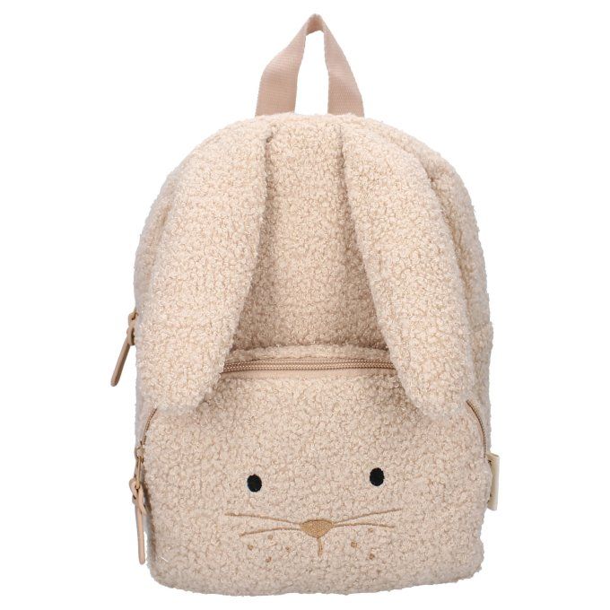 Sac à dos enfant Kidzroom lapin brodé bouclette beige