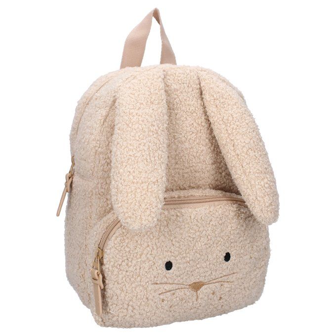 Sac à dos enfant Kidzroom lapin brodé bouclette beige