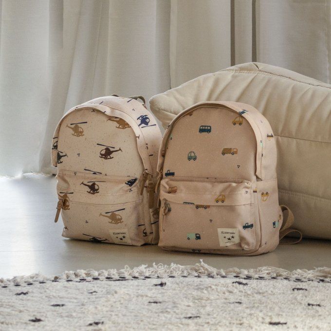 Sac à dos enfant Kidzroom voitures beige