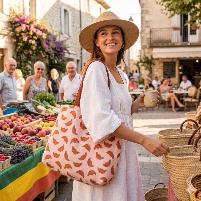 Sac cabas multifonction Mom bag coton BB&CO croissant