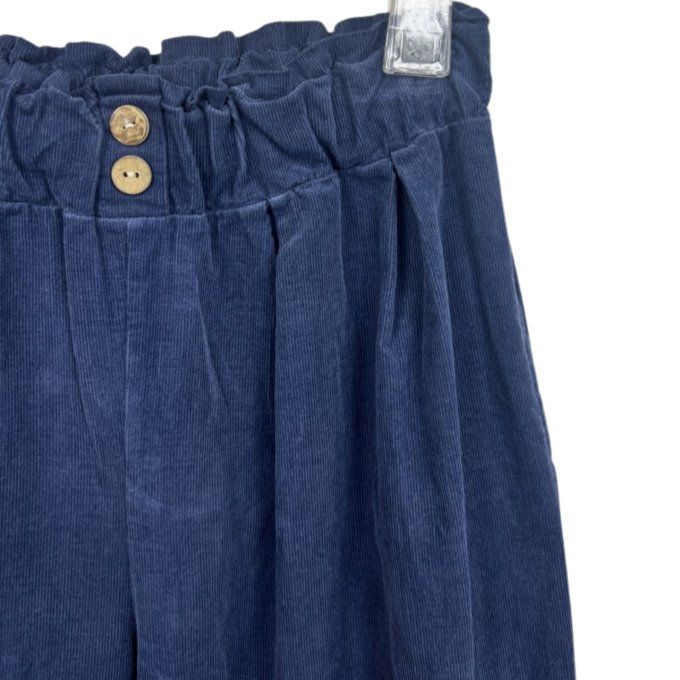 Pantalon fille velours côtelé bleu marine 