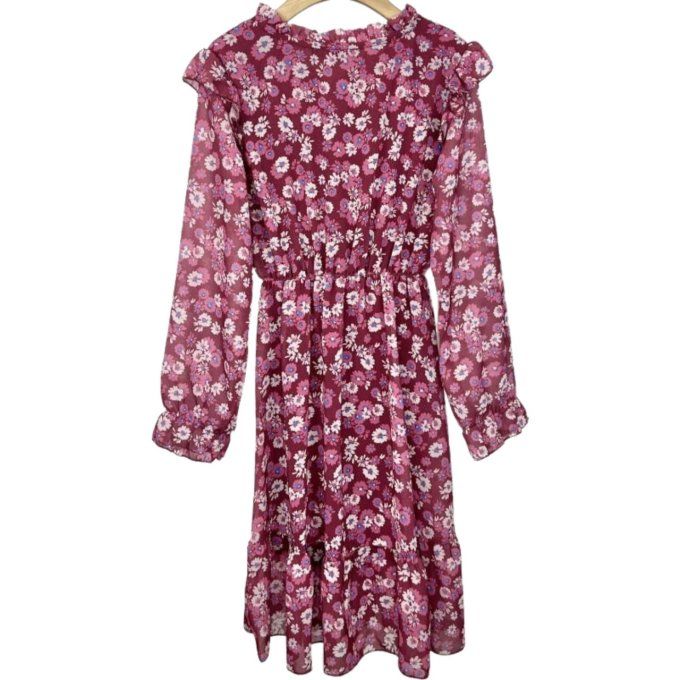 robe enfant mousseline fleurie rose