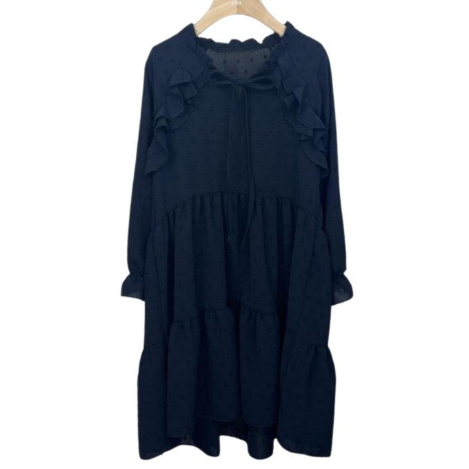 Robe enfant mousseline plumetis bleu marine