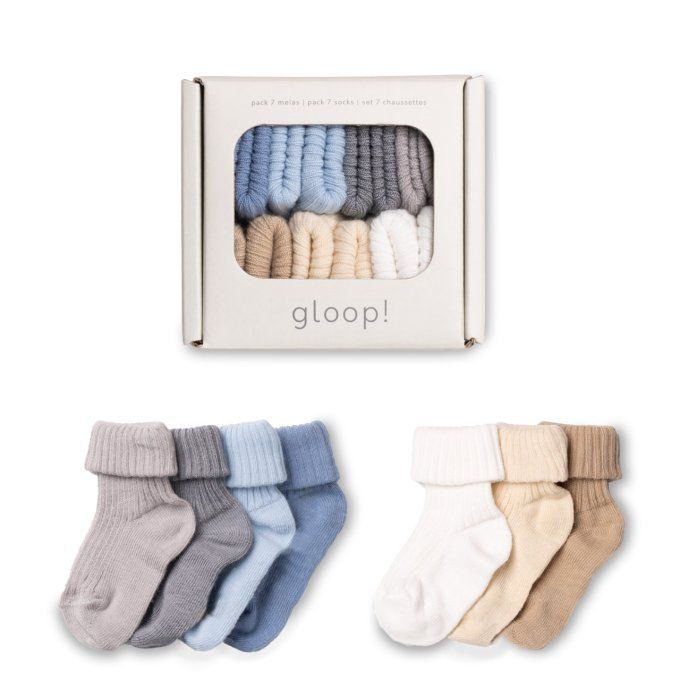 Set 7 paires de chaussettes coton Gloop bleu