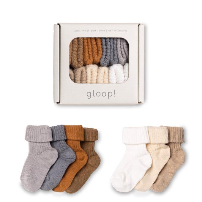 Set 7 paires de chaussettes coton Gloop marron ocre