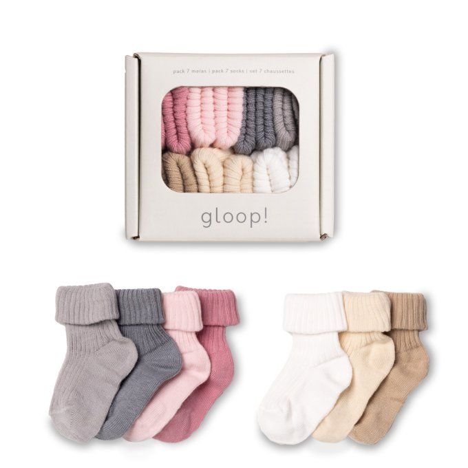 Set 7 paires de chaussettes coton Gloop rose soft pink