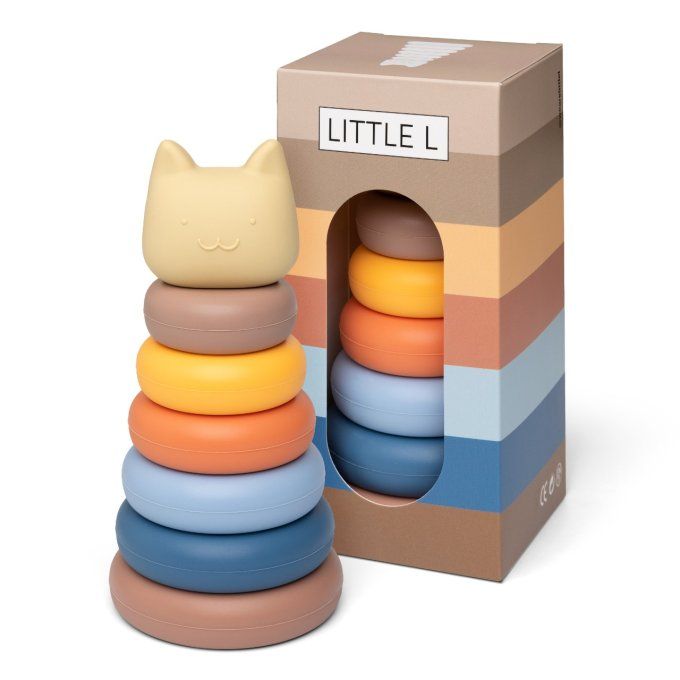 Tour à empiler silicone Little L chat bleu