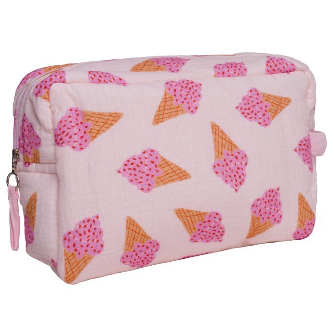 Trousse de toilette coton imperméable BB&CO glace rose