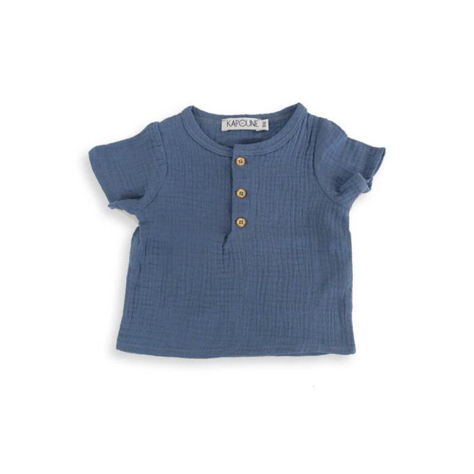 Blouse double gaze de coton Kapoune bleu jean