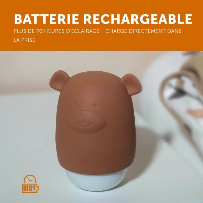 Veilleuse rechargeable grande autonomie Zazu Benny ours